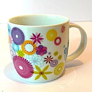 Paperchase Multicolor Fun Retro Spiro design flower ceramic coffee tea mug 10 oz